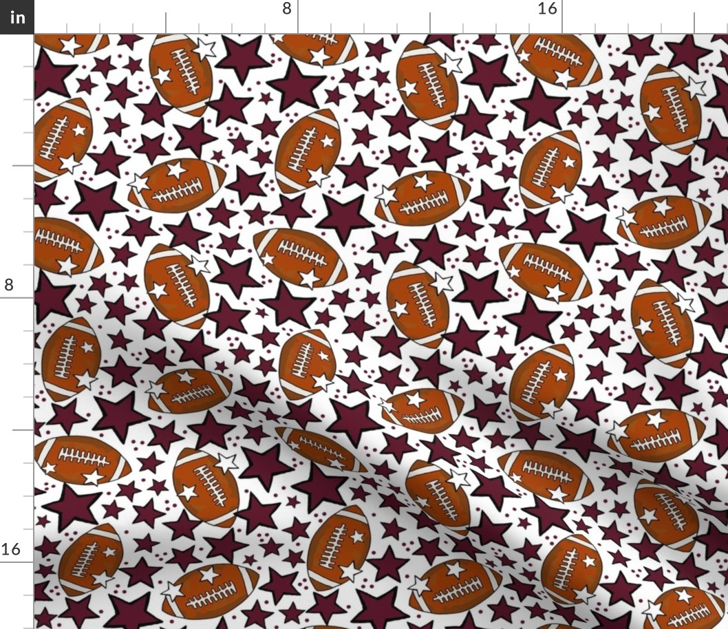 Medium Scale Team Spirit Footballs and Stars in Texas A_M Maroon and White