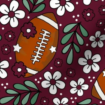 Large Scale Team Spirit Football Floral in Texas A_M Maroon and White (2)