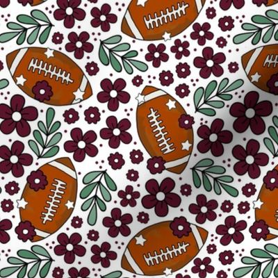 Medium Scale Team Spirit Football Floral in Texas A_M Maroon and White (2)