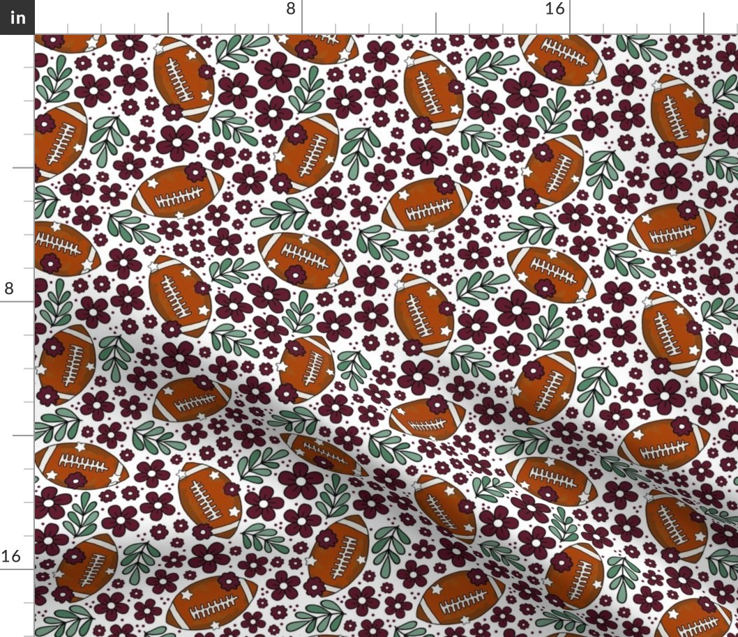 Medium Scale Team Spirit Football Floral in Texas A_M Maroon and White (2)