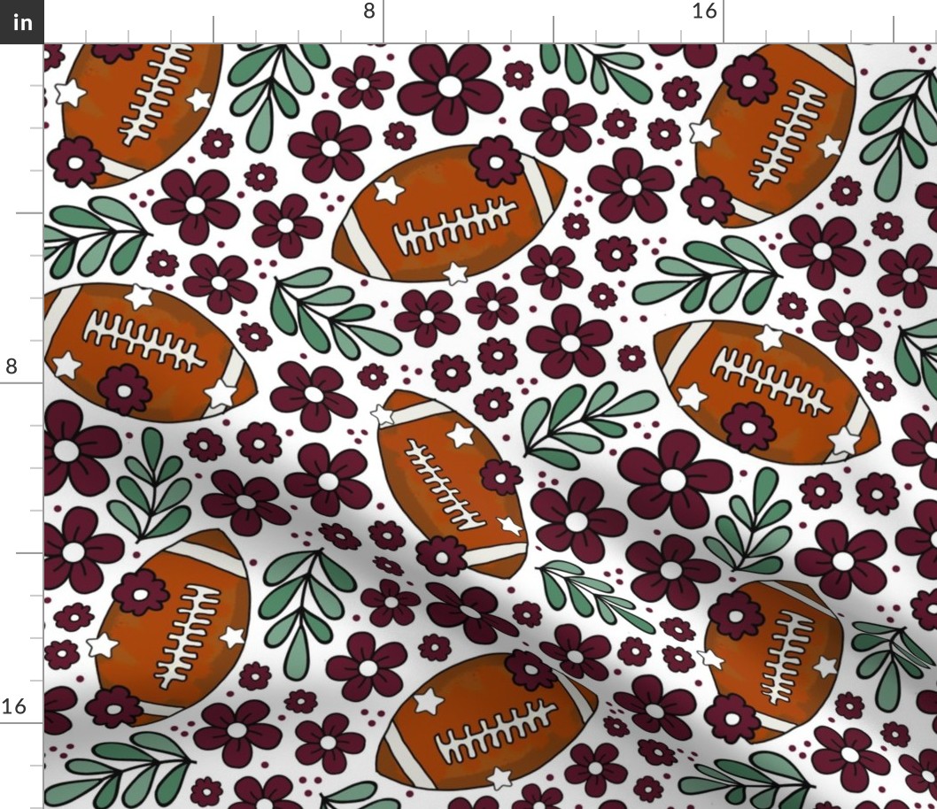 Large Scale Team Spirit Football Floral in Texas A_M Maroon and White