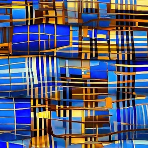 abstract blue yellow brown stripes