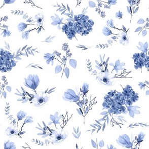Floral Toile Blue and White
