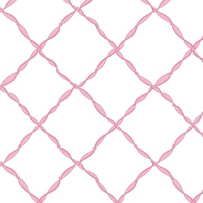 Pink Ribbon Lattice Motif on a White Field
