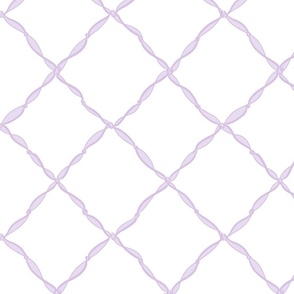 Lavender Ribbon Lattice on a White Field