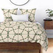 (L) Welcome Wallpaper- Warm green floral tiles