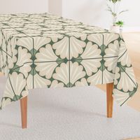 (L) Welcome Wallpaper- Warm green floral tiles