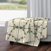 (L) Welcome Wallpaper- Warm green floral tiles