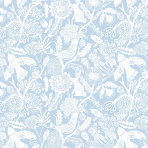 Linocut print powder blue