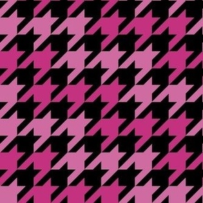 Medium Scale Houndstooth in Black and Berry Pinks