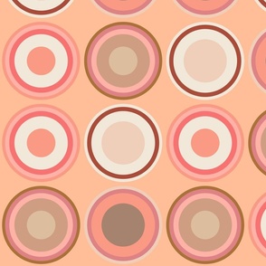 (XL) Circles in Peach Fuzz color palette on salmon orange