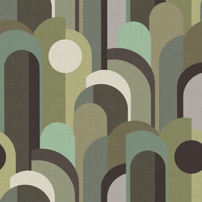 Abstract Cityscape in shades of  green
