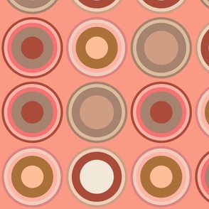 (XL) Circles in Peach Fuzz color palette on coral pink