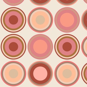 (XL) Circles in Peach Fuzz color palette on beige