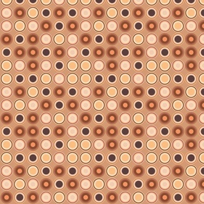 (S) geometric circles and rings in brown and orange colors on desert sand brown background