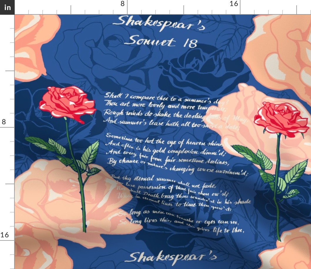 Love sonnet with roses blue