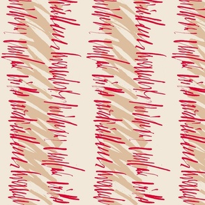 Decorative calligraphy red, taupe on beige