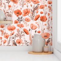 cottage california poppies peachy blush large for wallpaper halfdrop