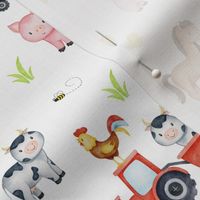 Watercolor Farm Animals Tractor Baby Nursery 