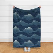 Abstract Serene Monochrome Navy  Waves ATL_1725