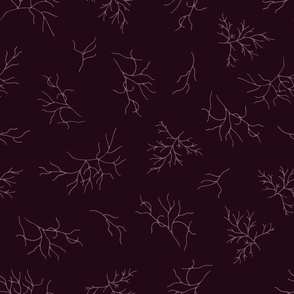 puce pink grass branches whimsical on dark rosewood