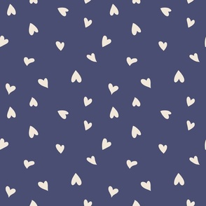 Hand-drawn Cute Little Hearts - Baby Pink and Navy Blue - large scale