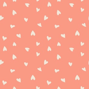 Hand-drawn Cute Little Hearts - Baby Pink and Salmon Pink - large scale