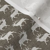 Elk on Linen - Ditsy - Brown Sepia Animal Rustic Cabincore Boys Masculine Men Outdoors Hunting Cabincore Hunters