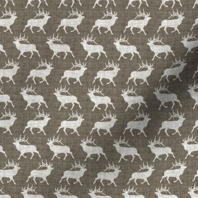 Elk on Linen - Ditsy - Brown Sepia Animal Rustic Cabincore Boys Masculine Men Outdoors Hunting Cabincore Hunters