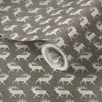 Elk on Linen - Small - Brown Sepia Animal Rustic Cabincore Boys Masculine Men Outdoors Hunting Cabincore Hunters