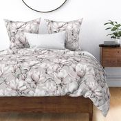 Magnolia Floral Nostalgia Blush Pink And White Large Scale