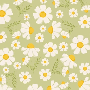 Daisy Flower - Green background 