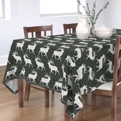Elk on Linen - Large - Dark Green Animal Rustic Cabincore Boys Masculine Men Outdoors Hunting Cabincore Hunters