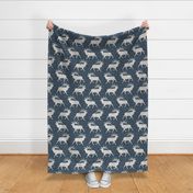 Elk on Linen - Large - Steel Blue Animal Rustic Cabincore Boys Masculine Men Outdoors Hunting Cabincore Hunters