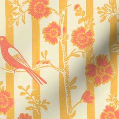 blockprint birds on stripes sunshine