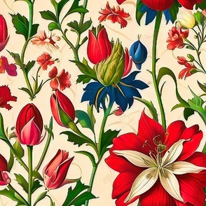 red flowers on beige background