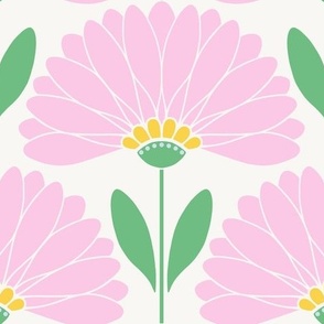 Pinky Daisies with Green Leaves - Large