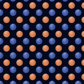 Complimentary Blue  and Orange Dots on Navy Blue