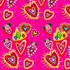 Valentine Hearts in Hot Pink