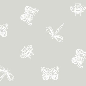 Flying insects white on cool grey