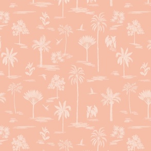 Serene handdrawn tropical land - pastel peach and off white // Small scale