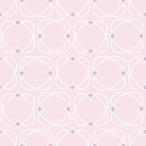 Baby pink geometric heart shapes overlapping with a dark pink detail