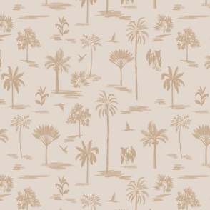 Serene handdrawn tropical land - cream and beige // Small scale