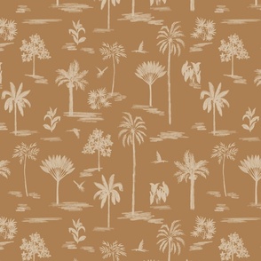 Serene handdrawn tropical land - brown and beige // Small scale