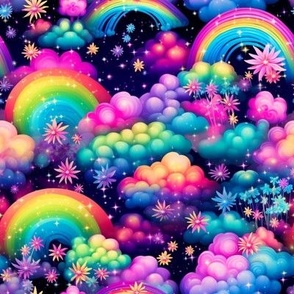 Neon Rainbow Burst Bubble Clouds