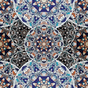 Bohemian Circle Mandalas Tile. Large Scale