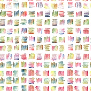 Multicolored Pastel Pencils Square Strokes in Abstract Rough Shapes. Large Scale