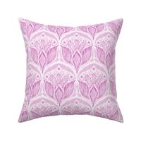 Medium Scale - Ikat Serenity Protea Abstract Flowers - Rose Pink