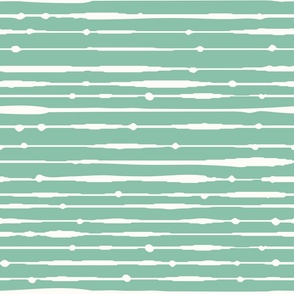 Medium Scale - Hand drawn Stripes and dots - Mint Green and White