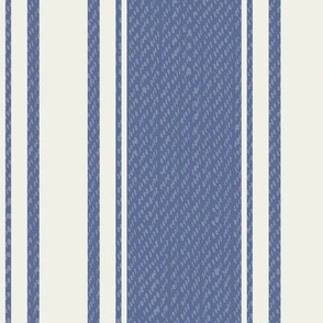 Ticking Stripe (Large) - Dove White on Blue Nova  (TBS211)